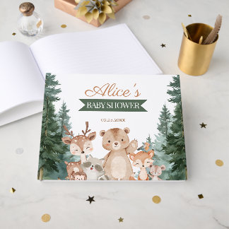 Trendy Greenery Woodland Animals Baby Shower Guest Book