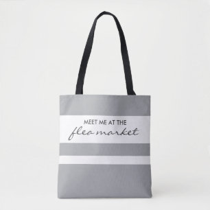 Trendy Grey and White Striped Tote Bag