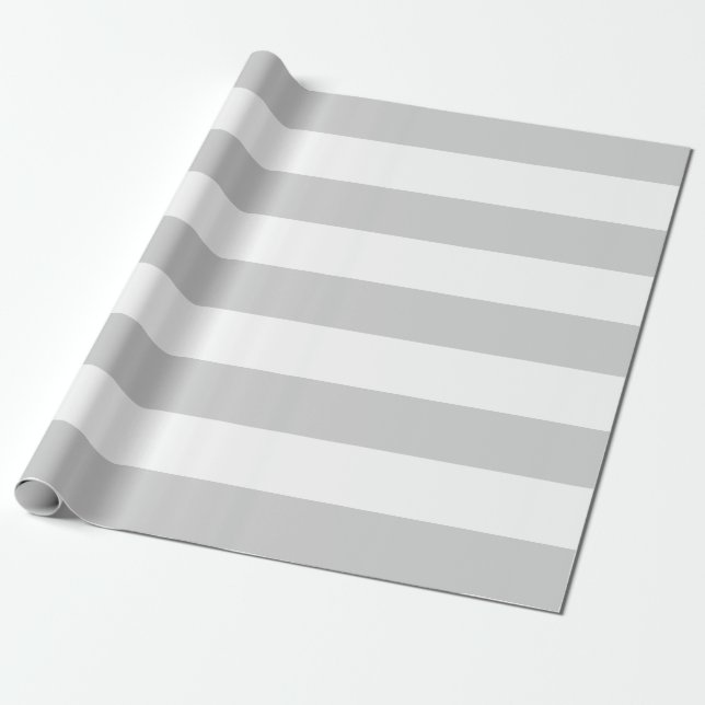 Trendy Grey and White Stripes Wrapping Paper (Unrolled)