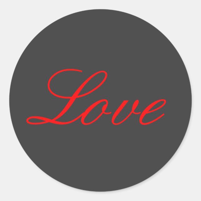 Trendy Grey Background Red Love Wedding Classic Round Sticker (Front)