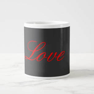 Trendy Grey Background Red Love Wedding Large Coffee Mug
