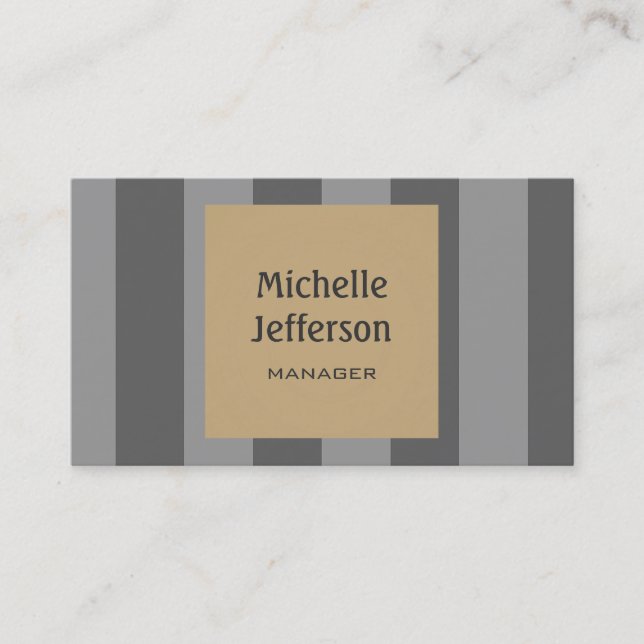 Trendy Grey Beige Pattern Manager Business Card (Front)