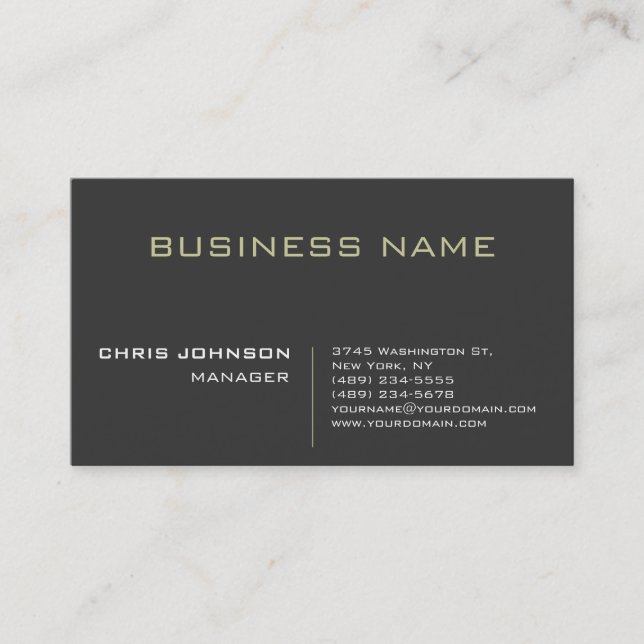 Trendy Grey Charming Manager Business Card (Front)