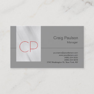 Trendy Grey Contemporary Monogram Business Card