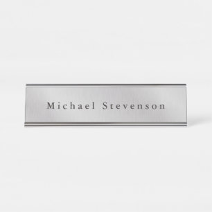 Trendy Grey Modern Design Unique Personal Desk Name Plate