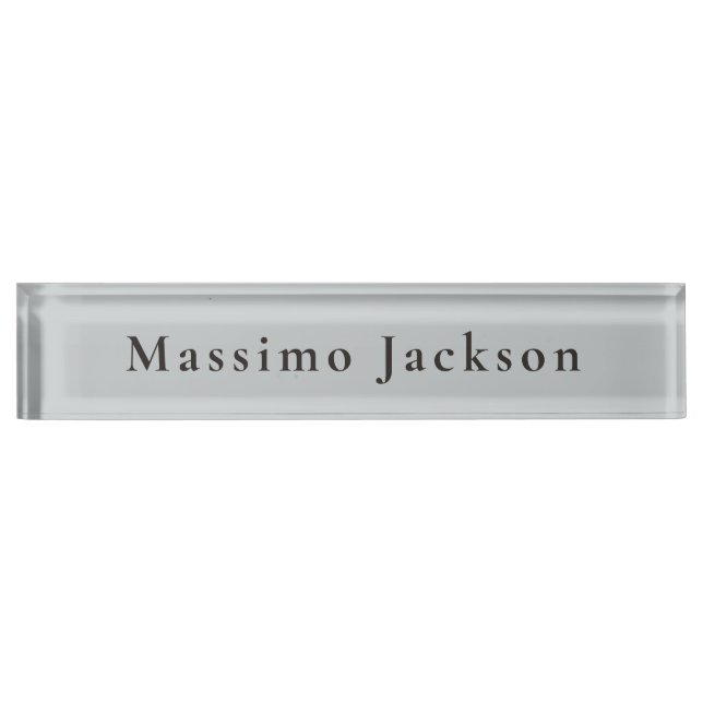 Trendy Grey Modern Design Unique Personal Nameplate (Front)