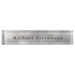 Trendy Grey Modern Design Unique Personal Nameplate