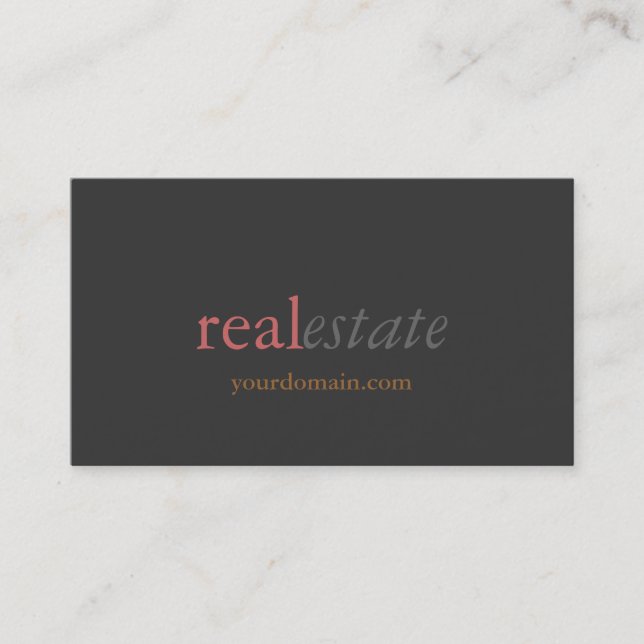 Trendy Grey Real Estate Agent Business Card (Front)