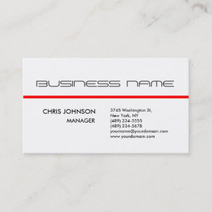 Trendy Grey Red White Plain Standard Business Card