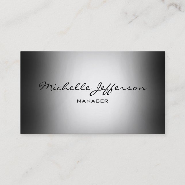 Trendy Grey Shades Handwrite Script Business Card (Front)