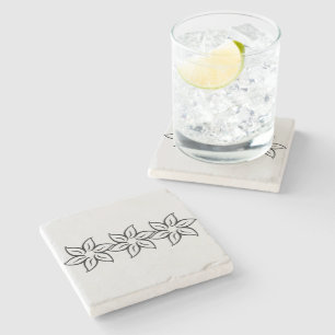 Trendy Grey Silver Modern Stylized Pattern Stone Coaster