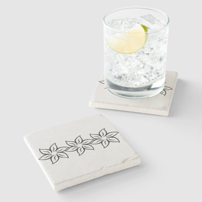 Trendy Grey Silver Modern Stylized Pattern Stone Coaster (Side)