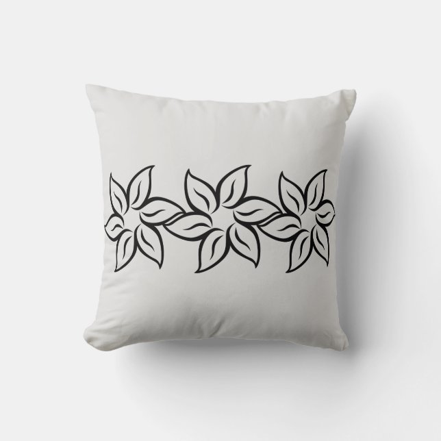Trendy Grey Silver Modern Stylized Pattern Throw Pillow (Front)
