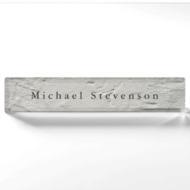 Trendy Grey Wall Design Modern Unique Personal Nameplate (Front)