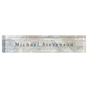 Trendy Grey Wall Modern Design Unique Personal Nameplate