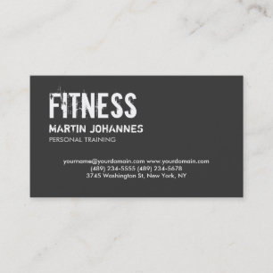 Trendy Grey White Personal Trainer Business Card
