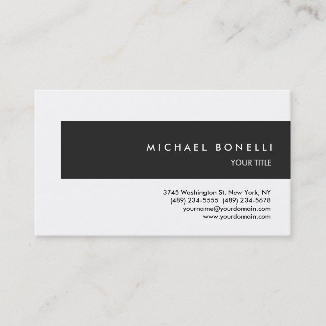 Trendy Grey White Professional Business Card (Front)