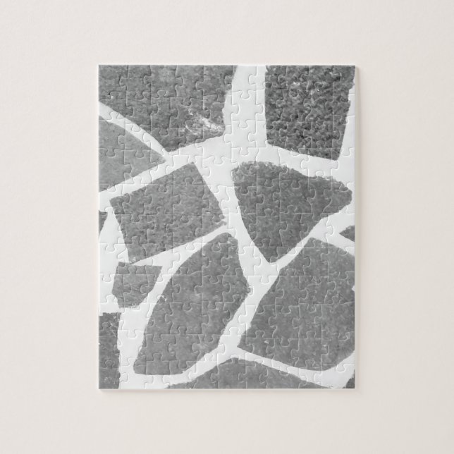 Trendy Grey White Tile Pattern, Stone Bricks Tiles Jigsaw Puzzle (Vertical)