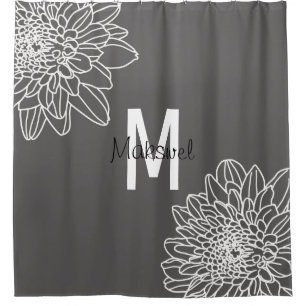 Trendy Grey With White Flowers With Name