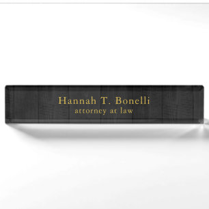 Trendy Grey Wood Gold Design Plain Creative Modern Nameplate