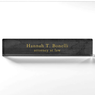Trendy Grey Wood Gold Design Plain Professional Nameplate