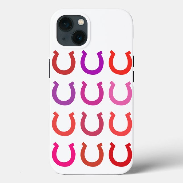 Trendy grid pattern lucky horseshoes pink purple r Case-Mate iPhone case (Back)