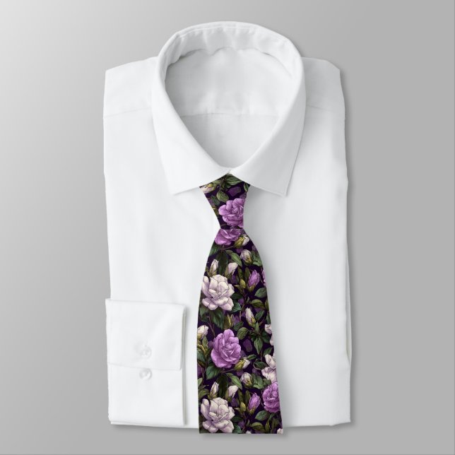 Trendy Groomsmen Gift Gardenias Flower Tie (Tied)