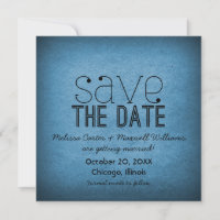 Trendy Grunge Save the Date Invite, Blue