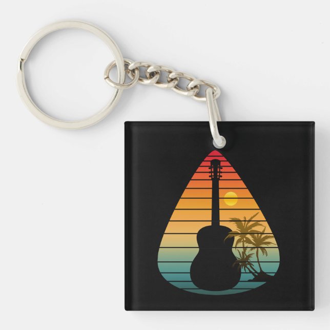 TRENDY GUITAR PICK SUNSET  KEYCHAIN (Front)