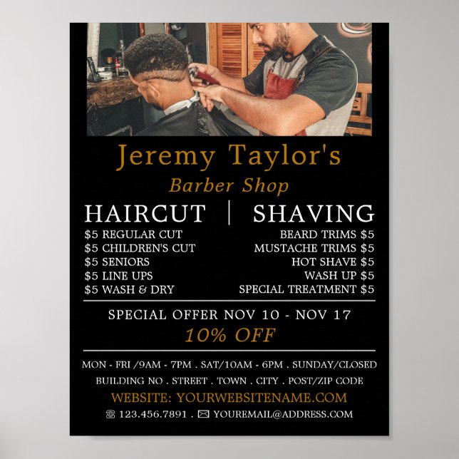 Trendy Hair Cut, Men's Barbers Advertising Poster (Front)