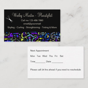 Trendy Hair Stylist Appointment Business Cards