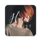 Trendy hair stylist white script hairdresser photo