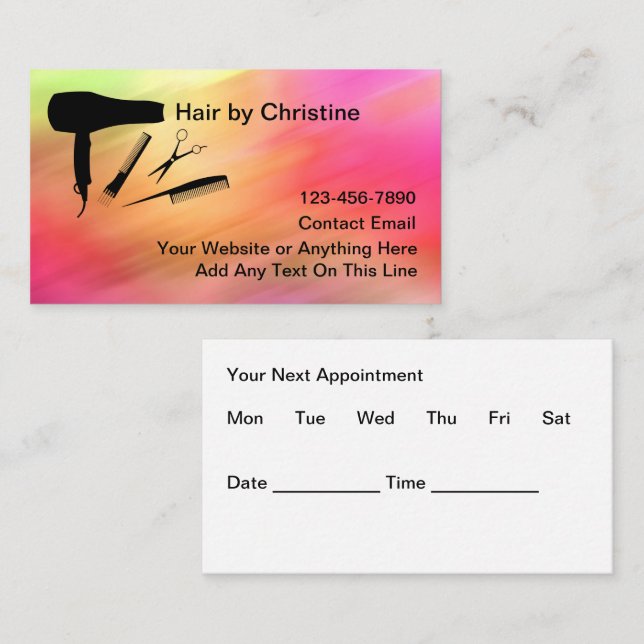 Trendy Hairstylist Appointment Business Cards  (Front/Back)