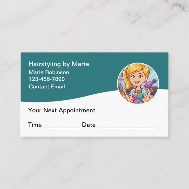Trendy Hairstylist Appointment Cards (Front)