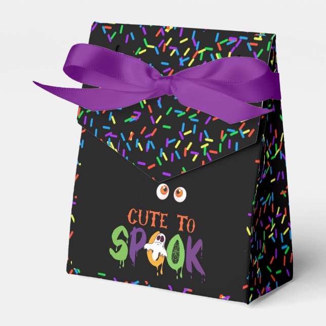 Trendy Halloween Black "Too Cute To Spook" Favor Box (Front Side)