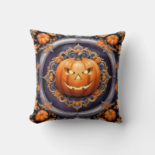Trendy Halloween Pumpkin Autumn Collection Throw Pillow