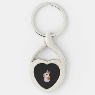 Trendy Halloween Rhinestones Ghost Keychain
