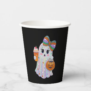 Trendy Halloween Rhinestones Ghost Paper Cups