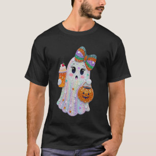 Trendy Halloween Rhinestones Ghost T-Shirt