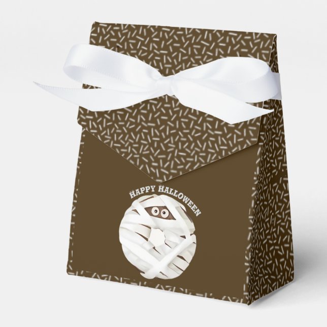 Trendy Halloween Spooky Brown Boo Ghost Doughnut  Favor Box (Front Side)