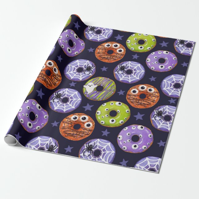 Trendy Halloween Spooky Doughnut Gift Wrapping Pap Wrapping Paper (Unrolled)