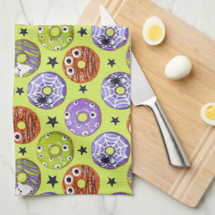 Trendy Halloween Spooky Funky Doughnuts Kitchen Towel