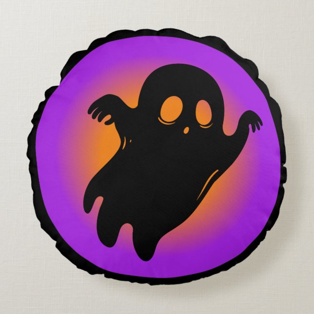 Trendy Halloween Spooky Neon Boo Ghost Classic Round Pillow (Front)