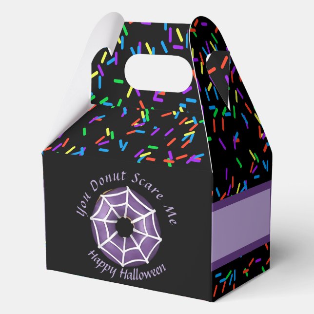 Trendy Halloween Spooky Purple Web Doughnut Party Favor Box (Front)
