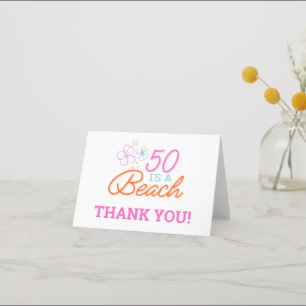  Trendy Hand Drawn 50th Beach Birthday Thank You Card