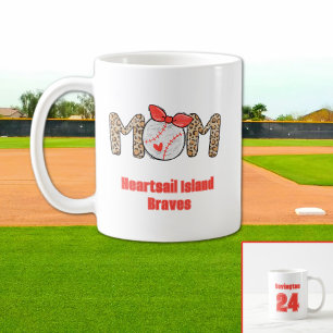 Trendy Hand drawn Baseball Mom Personalized  Coffee Mug