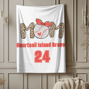 Trendy Hand drawn Baseball Mom Personalized Fleece Blanket