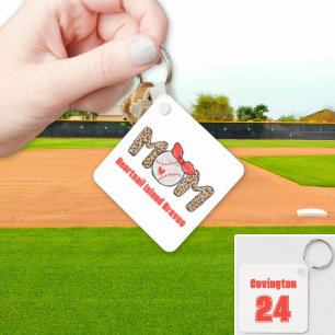 Trendy Hand drawn Baseball Mom Personalized Keychain