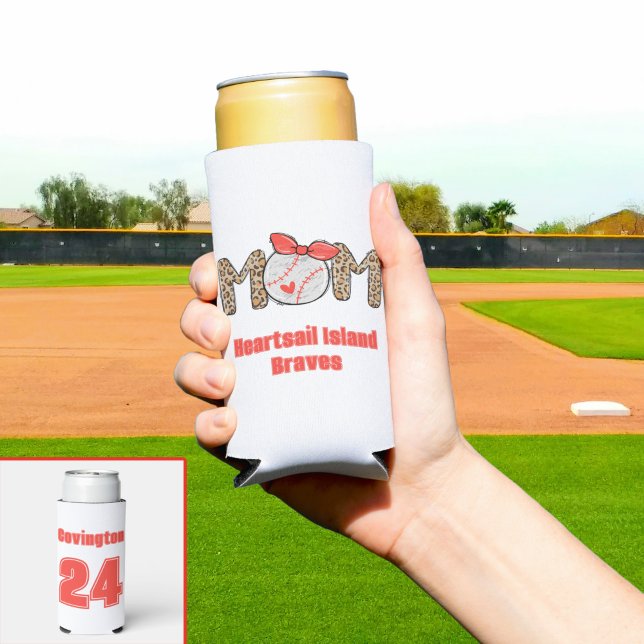 Trendy Hand drawn Baseball Mom Personalized  Seltzer Can Cooler (Trendy Baseball Mom Personalized Seltzer Can Cooler)