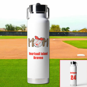Trendy Hand drawn Baseball Mom Personalized Water Bottle
